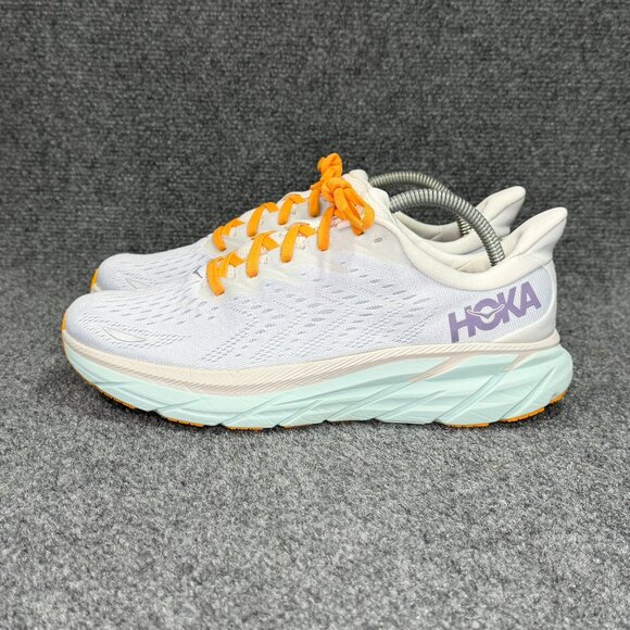 Hoka Clifton 8 Running Shoes Women's 9.5 Blanc De Blanc Athletic Run Training - Picture 5 of 13
